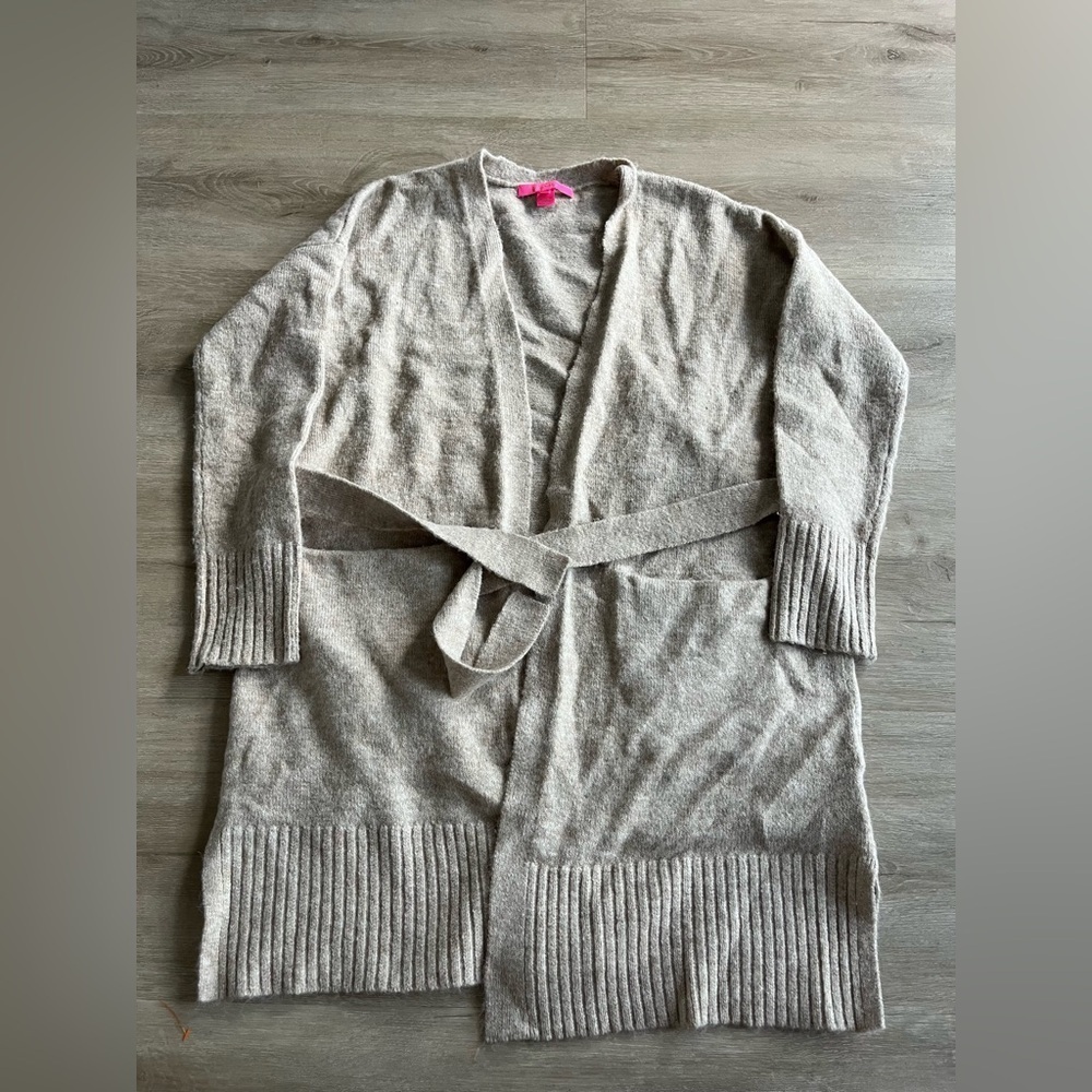 Lilly Pulitzer McCarthy Open Front Cardigan Tan SZ XS - Picture 2 of 6